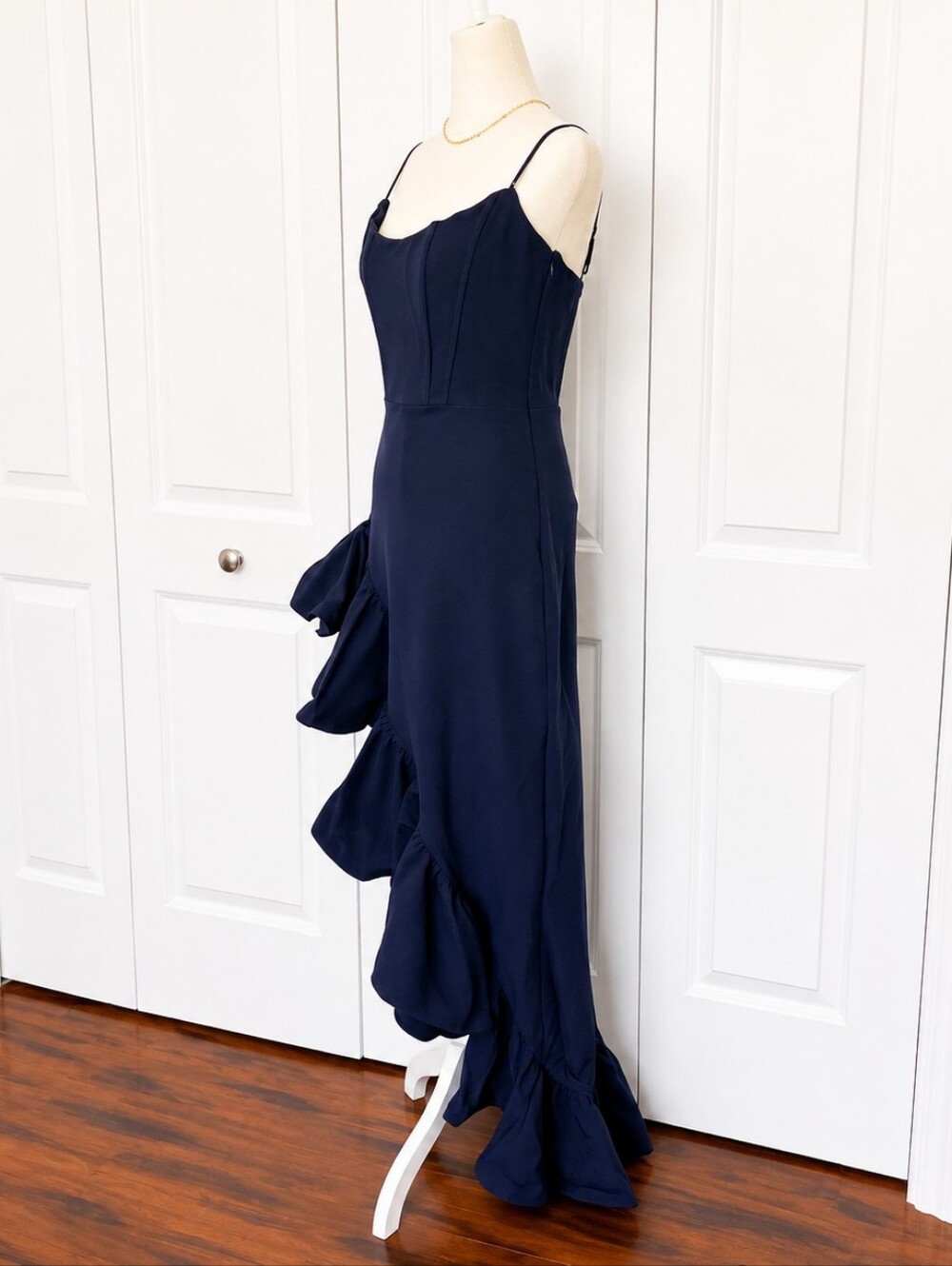 Showpo Navy Blue High-Low Ruffle Dress - Picture 6 of 11